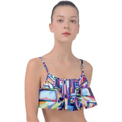 City-street-car-road-architecture Frill Bikini Top