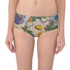 Flowers-b 003 Mid-waist Bikini Bottoms by nate14shop