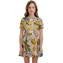 Flowers-b 003 Kids  Sweet Collar Dress