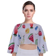 Hd-wallpaper-b 012 Tie Back Butterfly Sleeve Chiffon Top by nate14shop