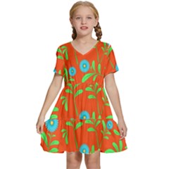 Background-texture-seamless-flowers Kids  Short Sleeve Tiered Mini Dress