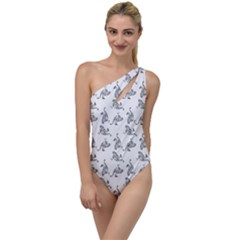 Robot Dog Drawing Motif Pattern To One Side Swimsuit by dflcprintsclothing