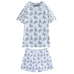 Robot Dog Drawing Motif Pattern Kids  Swim Tee And Shorts Set by dflcprintsclothing