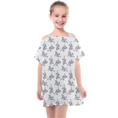 Robot Dog Drawing Motif Pattern Kids  One Piece Chiffon Dress by dflcprintsclothing