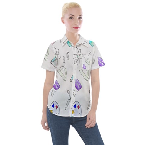 Hd-wallpaper-b 018 Women s Short Sleeve Pocket Shirt by nate14shop