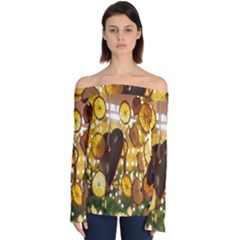 Lemon-slices Off Shoulder Long Sleeve Top by nate14shop