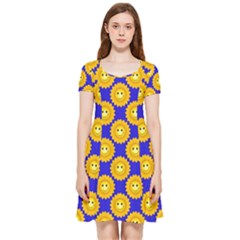 Pattern Sun-flower Inside Out Cap Sleeve Dress by nate14shop