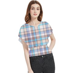 Plaid Butterfly Chiffon Blouse