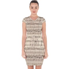 Print-musical Capsleeve Drawstring Dress  by nate14shop