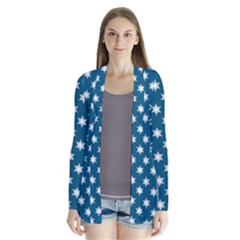 Snowflakes 001 Drape Collar Cardigan