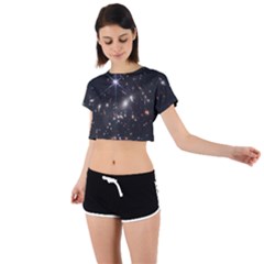 James Webb Space Telescope Deep Field Tie Back Short Sleeve Crop Tee by PodArtist