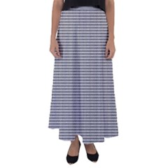 Soot Black And White Handpainted Houndstooth Check Watercolor Pattern Flared Maxi Skirt