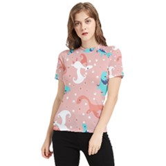 Dinosaurs-seamless-pattern-kids Women s Short Sleeve Rash Guard