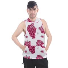 Grape-bunch-seamless-pattern-white-background-with-leaves 001 Men s Sleeveless Hoodie by nate14shop