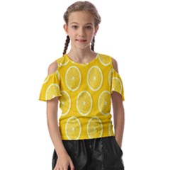 Lemon-fruits-slice-seamless-pattern Kids  Butterfly Cutout Tee by nate14shop