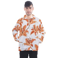 Lily-flower-seamless-pattern-white-background Men s Half Zip Pullover