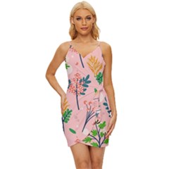 Seamless-floral-pattern 001 Wrap Tie Front Dress