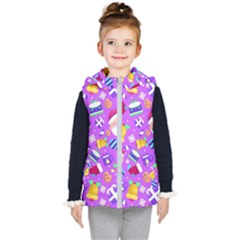 Flat-christmas-pattern-design Kids  Hooded Puffer Vest by nate14shop