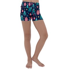 Hand-drawn-flat-christmas-pattern Kids  Lightweight Velour Yoga Shorts by nate14shop