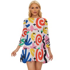 Popping Colors Long Sleeve Babydoll Dress by HWDesign