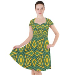 Abstract Pattern Geometric Backgrounds Cap Sleeve Midi Dress by Eskimos