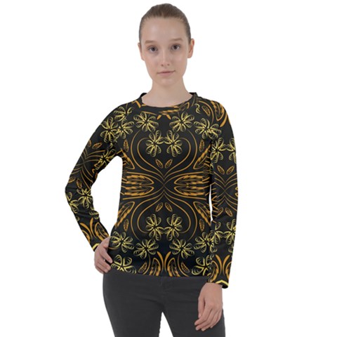 Folk Flowers Print Floral Pattern Ethnic Art Women s Long Sleeve Raglan Tee by Eskimos