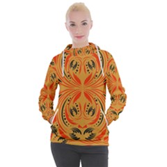 Folk Flowers Print Floral Pattern Ethnic Art Women s Hooded Pullover by Eskimos