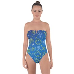 Abstract-background Tie Back One Piece Swimsuit