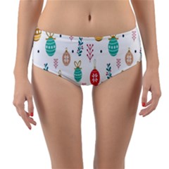 Seamless-pattern-cute-christmas-balls-shariki-igrushki-rozhd Reversible Mid-waist Bikini Bottoms