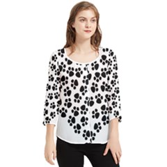 Abstract-black-white Chiffon Quarter Sleeve Blouse by nate14shop