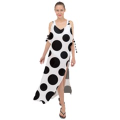 Seamless-polkadot-white-black Maxi Chiffon Cover Up Dress