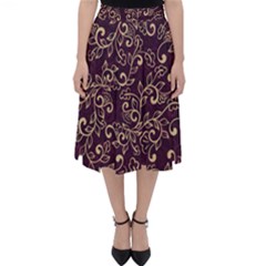 Golden Purple Flower Ornament Classic Midi Skirt by HWDesign