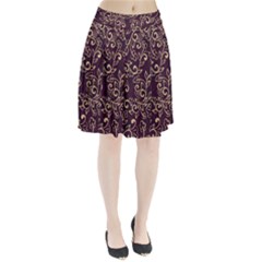 Golden Purple Flower Ornament Pleated Skirt by HWDesign