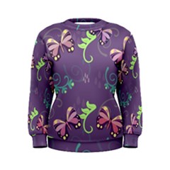 Background-butterfly Purple Women s Sweatshirt by nate14shop