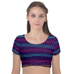 Waves Velvet Short Sleeve Crop Top 