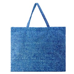 Jeans Blue  Zipper Large Tote Bag by artworkshop