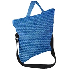 Jeans Blue  Fold Over Handle Tote Bag by artworkshop