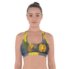  Raindrops Window Glass Cross Back Sports Bra by artworkshop