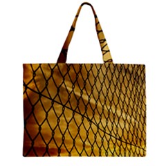 Chain Link Fence Sunset Wire Steel Fence Zipper Mini Tote Bag by artworkshop