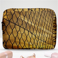 Chain Link Fence Sunset Wire Steel Fence Make Up Pouch (large) by artworkshop