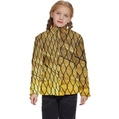 Chain Link Fence Sunset Wire Steel Fence Kids  Puffer Bubble Jacket Coat