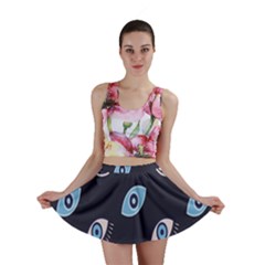 Eyes Evil Eye Blue Pattern Design Mini Skirt by artworkshop