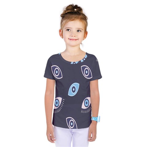 Eyes Evil Eye Blue Pattern Design Kids  One Piece Tee by artworkshop