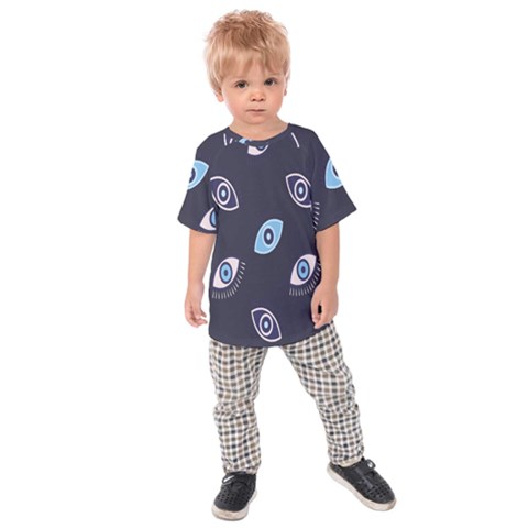 Eyes Evil Eye Blue Pattern Design Kids  Raglan Tee by artworkshop