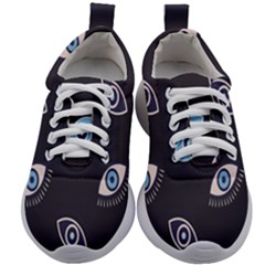 Eyes Evil Eye Blue Pattern Design Kids Athletic Shoes