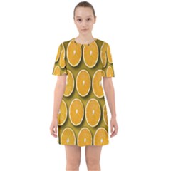 Oranges Slices  Pattern Sixties Short Sleeve Mini Dress by artworkshop