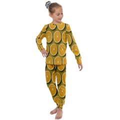 Oranges Slices  Pattern Kids  Long Sleeve Set  by artworkshop