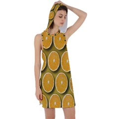 Oranges Slices  Pattern Racer Back Hoodie Dress by artworkshop