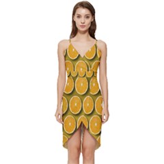 Oranges Slices  Pattern Wrap Frill Dress by artworkshop