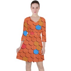 Phone Wallpaper Roof Roofing Tiles Roof Tiles Quarter Sleeve Ruffle Waist Dress by artworkshop